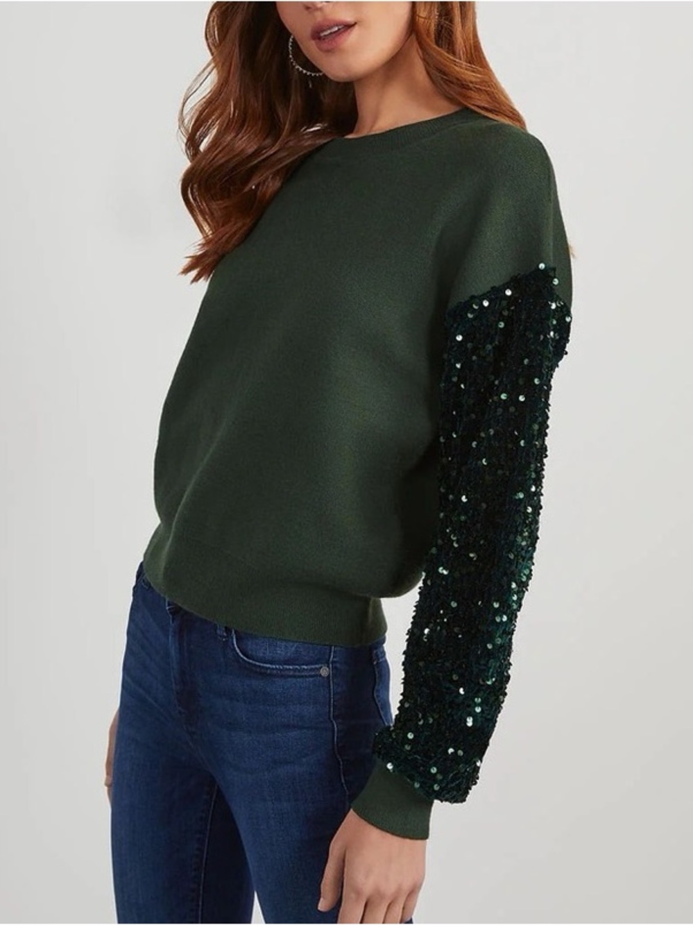 VICI- Forest Green Sequin Sleeve Sweater size Medium